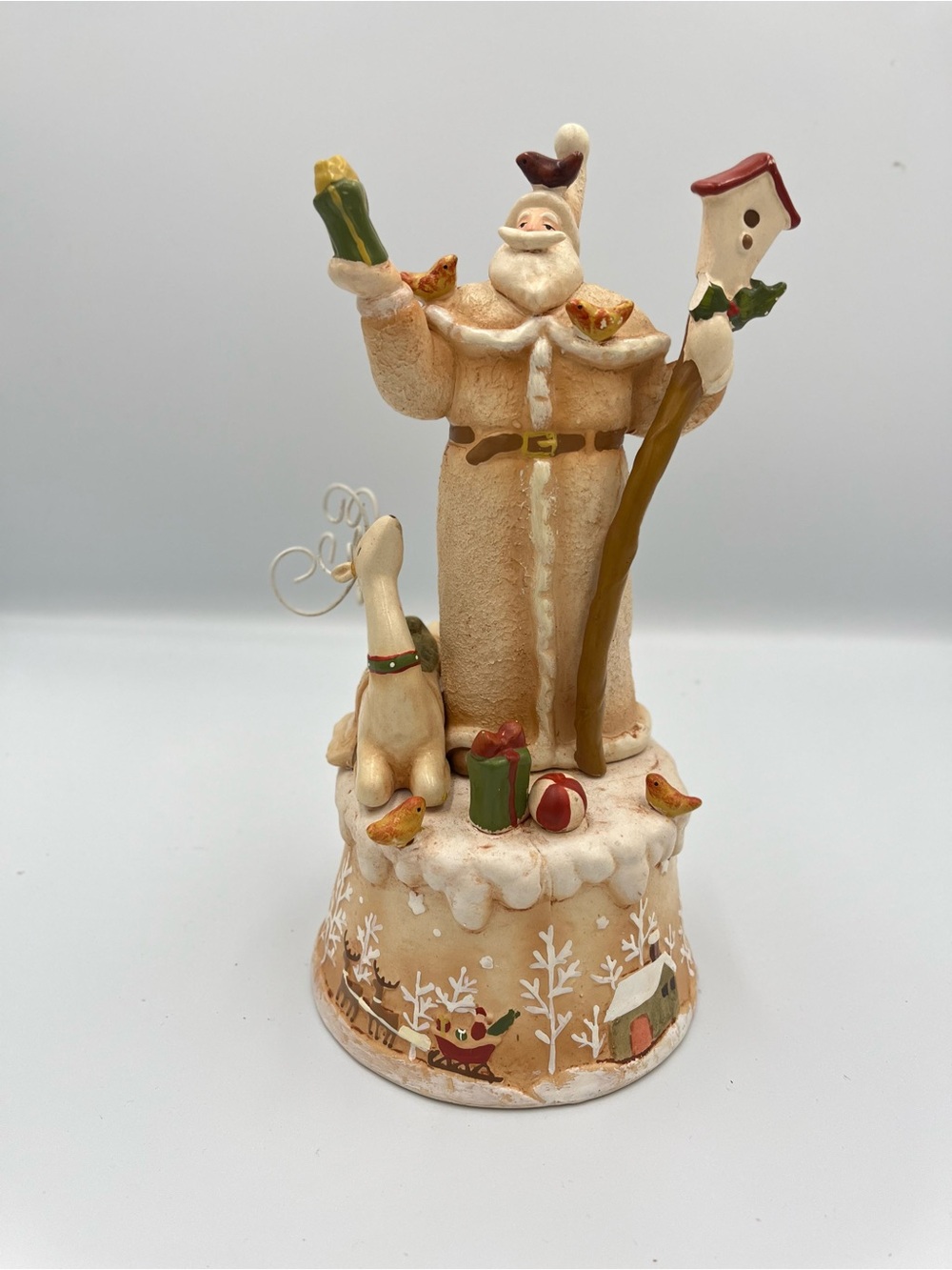 Vintage Christmas Santa Musical Figurine Folk Art Here Comes Santa Claus